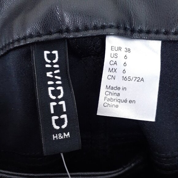 Divided Womens Faux Leather Vegan Pants Size 6 Black 494 - Picture 3 of 5